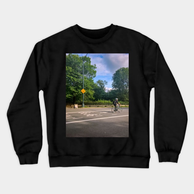 Central Park Summer Biker Manhattan NYC Crewneck Sweatshirt by eleonoraingrid